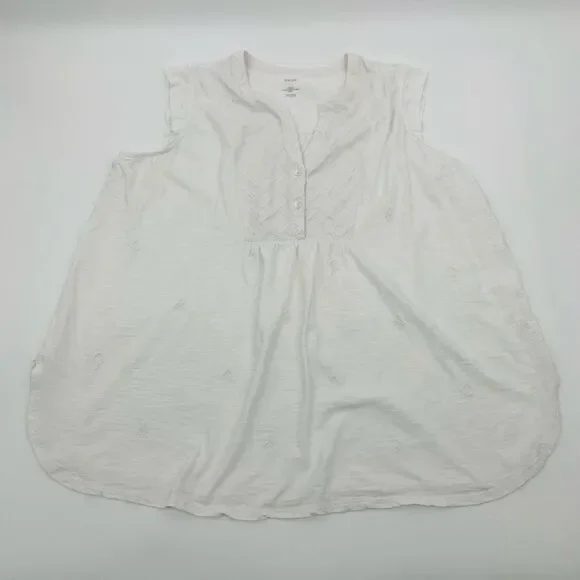 J. Jill | tonal embroidered White Sleeveless Top | 2x - Picture 2 of 7